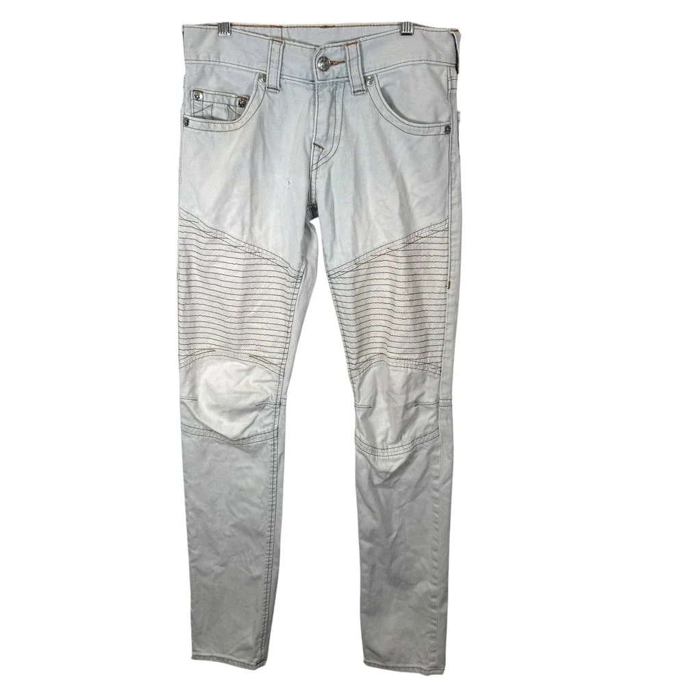 Y2K True Religion Section Moto Stone Jeans Size 30‎ Stone Wash Denim Biker Style